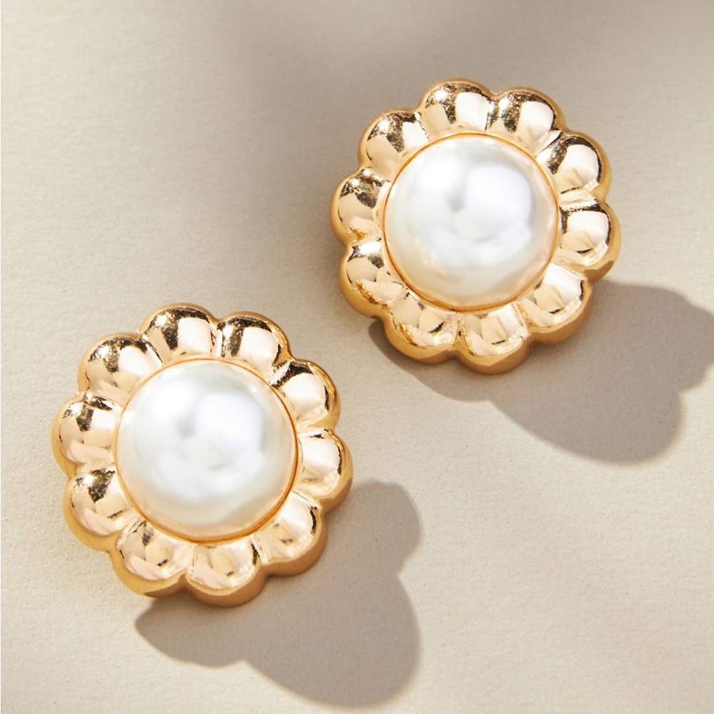 Anthropologie Halo Pearl Earrings